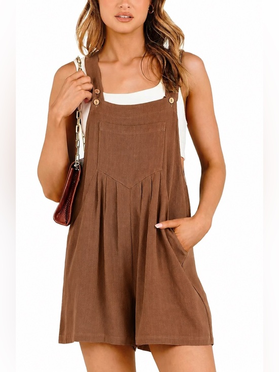 Pants - Casual Brown Relaxed Overall Romper